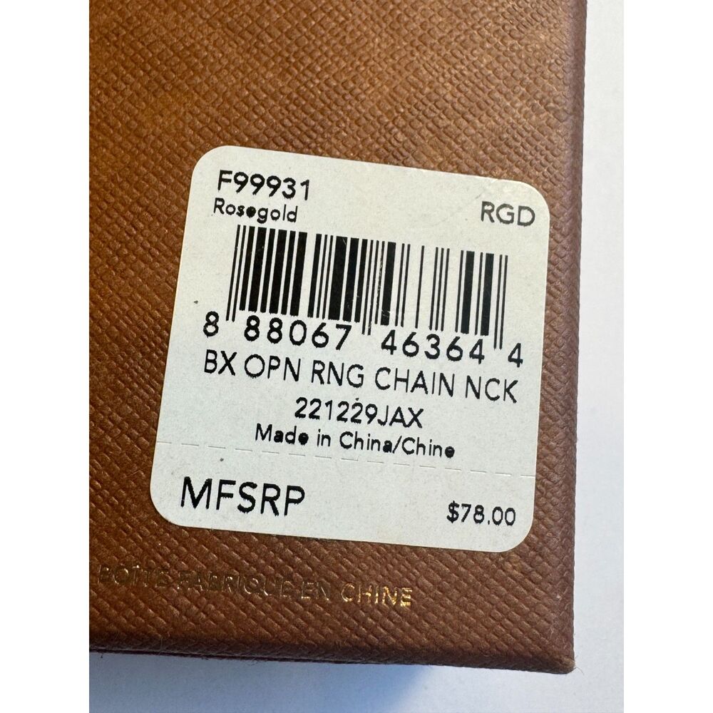 Coach Rose Gold Open Ring Circle Charm Pave Crystals Chain Necklace NEW in Box - Picture 5 of 5